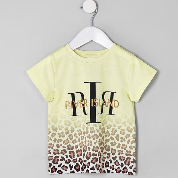 River Island Toddler Girls White RI Leopard Print T-Shirt - Picture 1 of 3